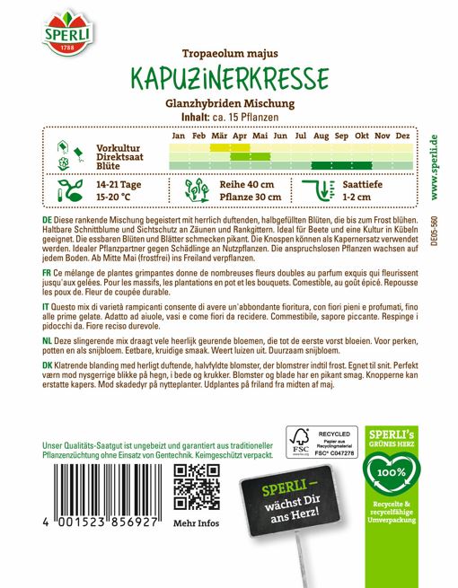 SPERLI Kapuzinerkresse-Samen 'Glanzhybriden Mischung'