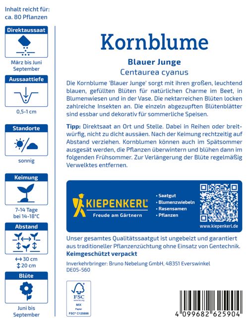 Kiepenkerl Kornblumen-Samen 'Blauer Junge'