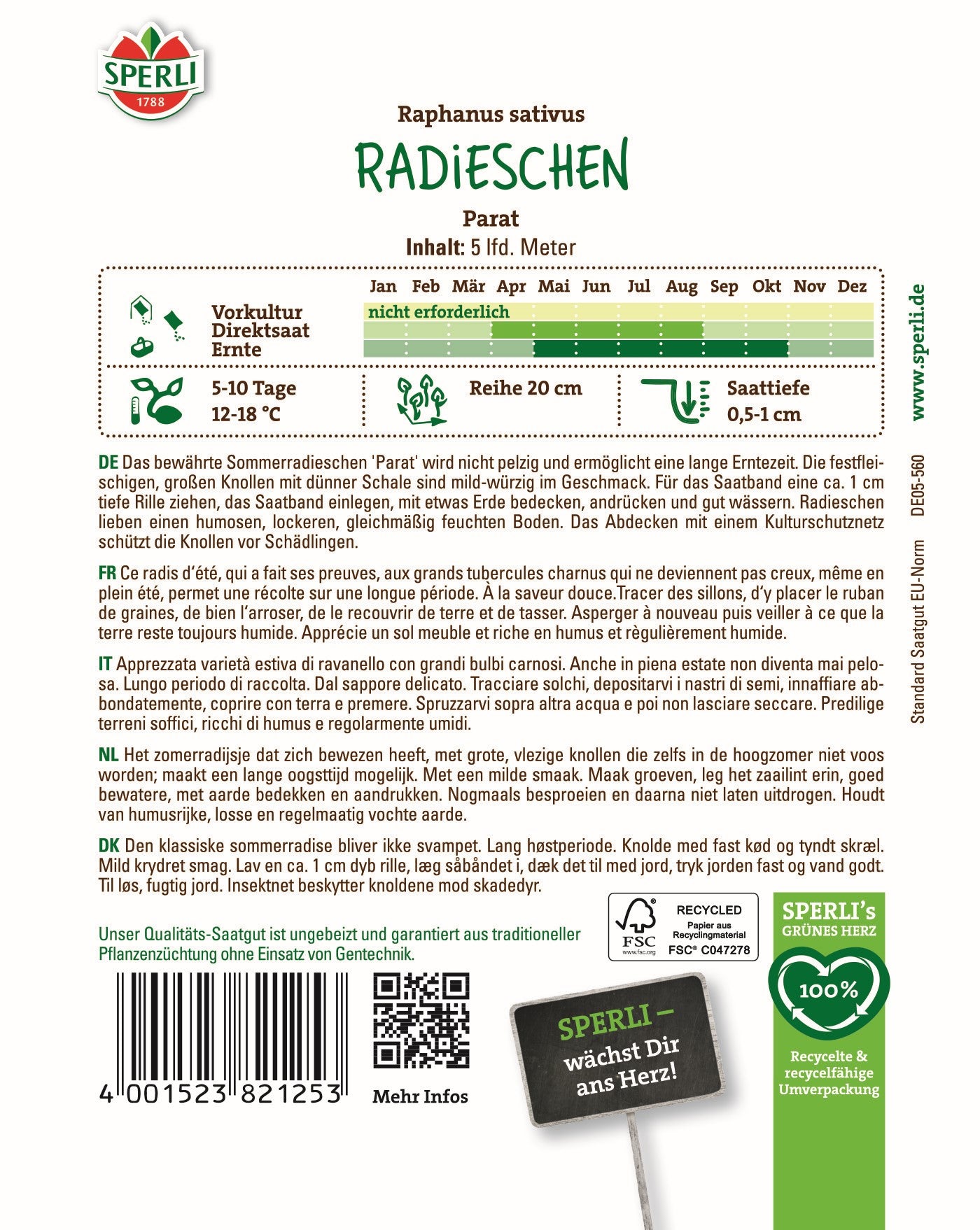 SPERLI Samen-Set "Gemüsevielfalt- Easy Gardening"
