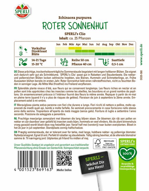 SPERLI Roter Sonnenhut-Samen 'Clio'
