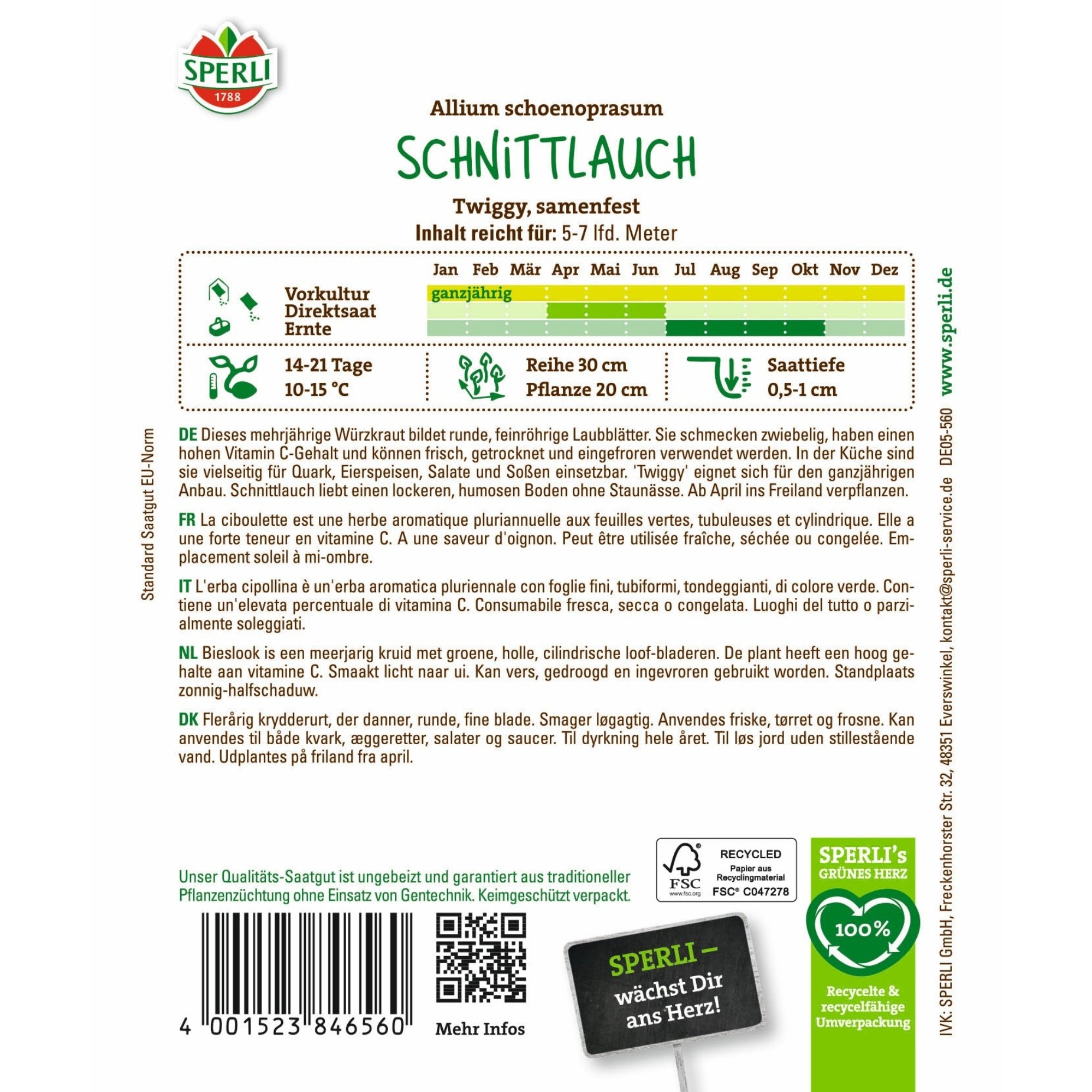 SPERLI Schnittlauch-Samen 'Twiggy'