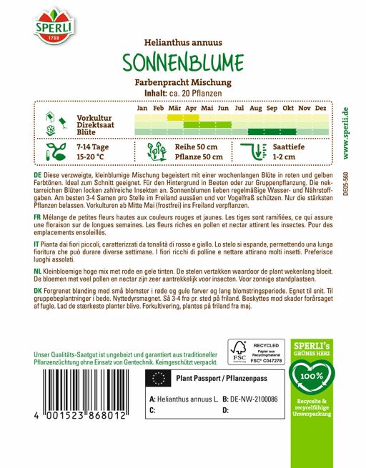 SPERLI Sonnenblumen-Samen "Farbenpracht Mischung"