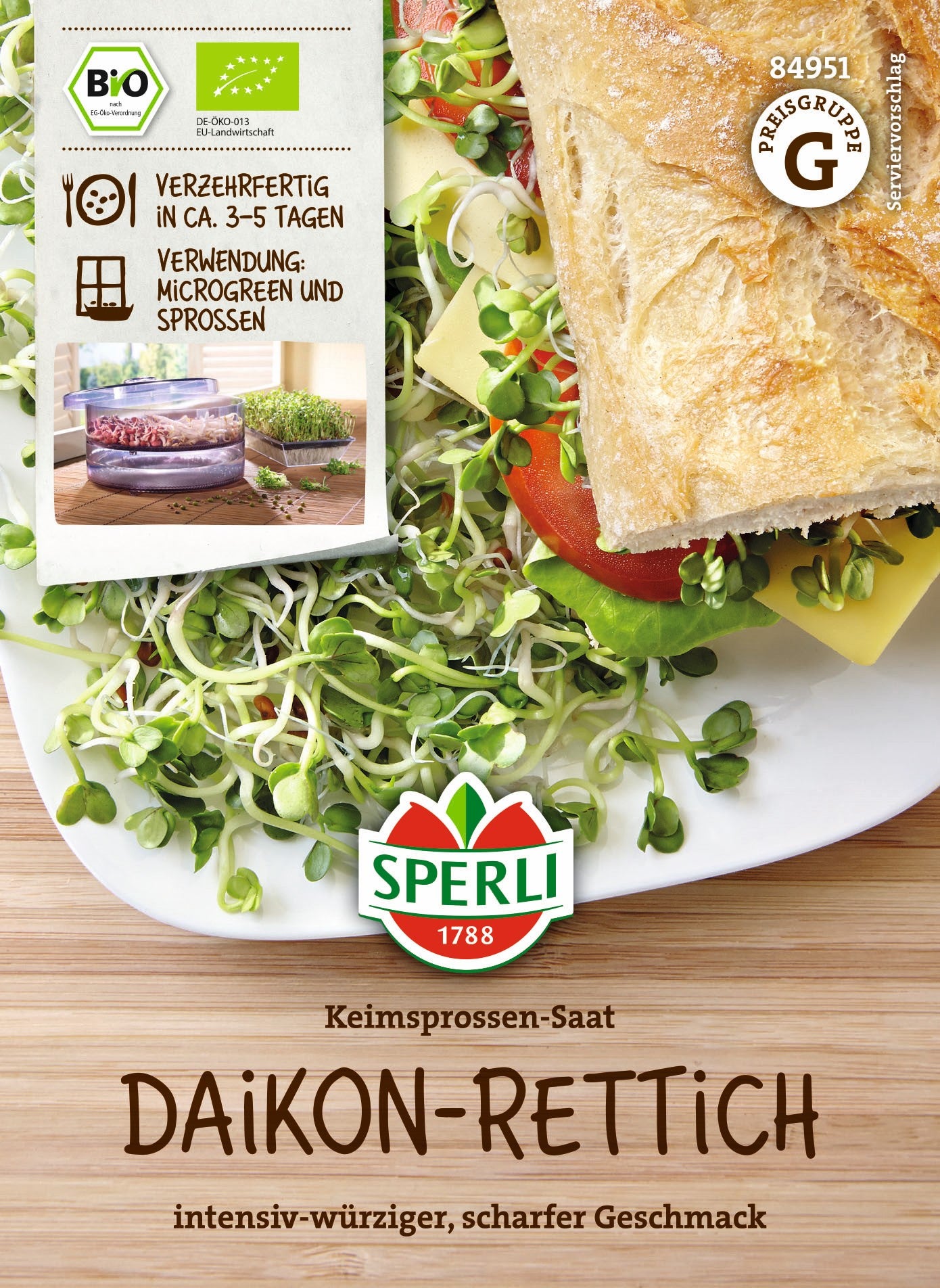 SPERLI BIO Keimsprossen-Samen Daikon-Rettich