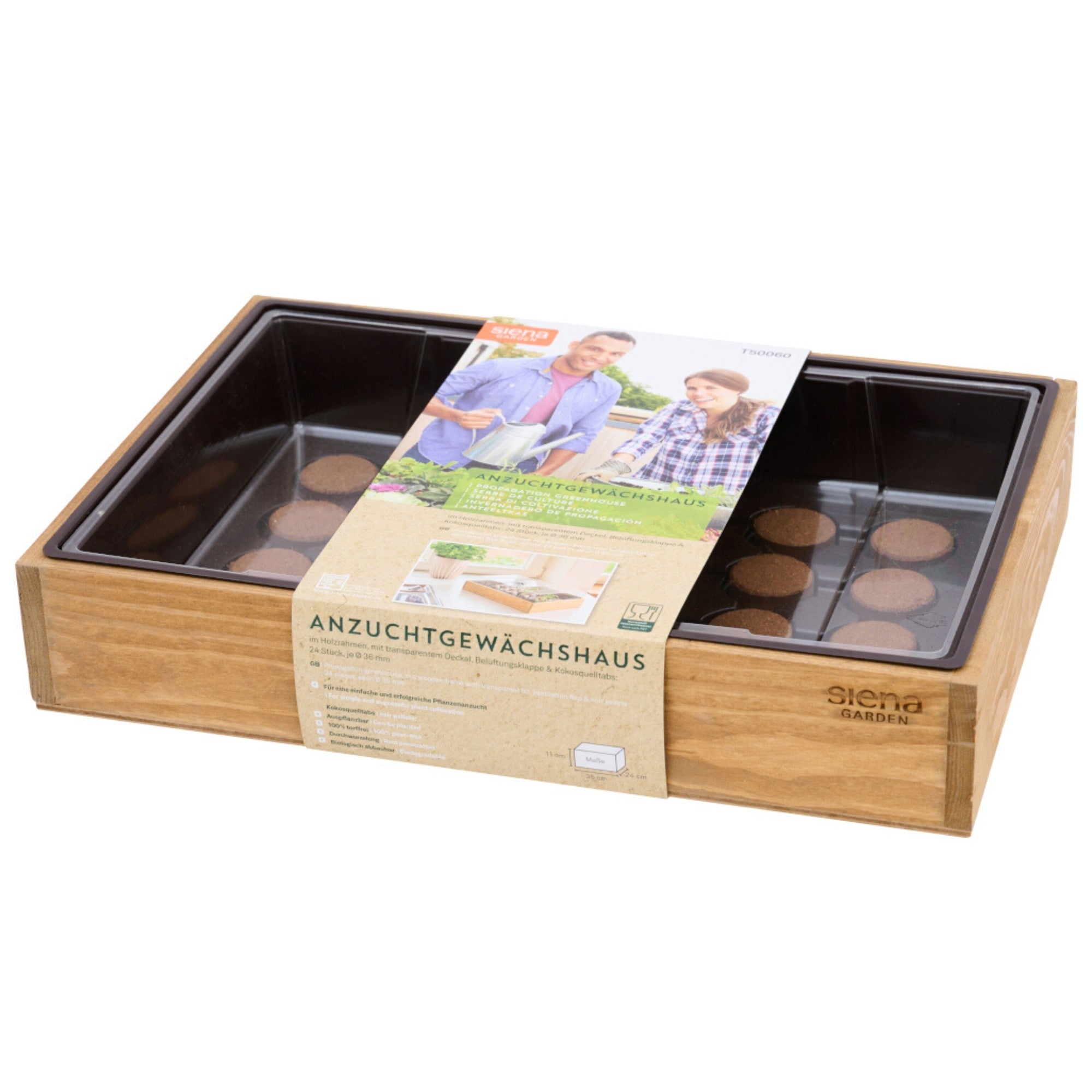 SIENA GARDEN Anzuchtkiste inkl. Quelltabs, Holz
