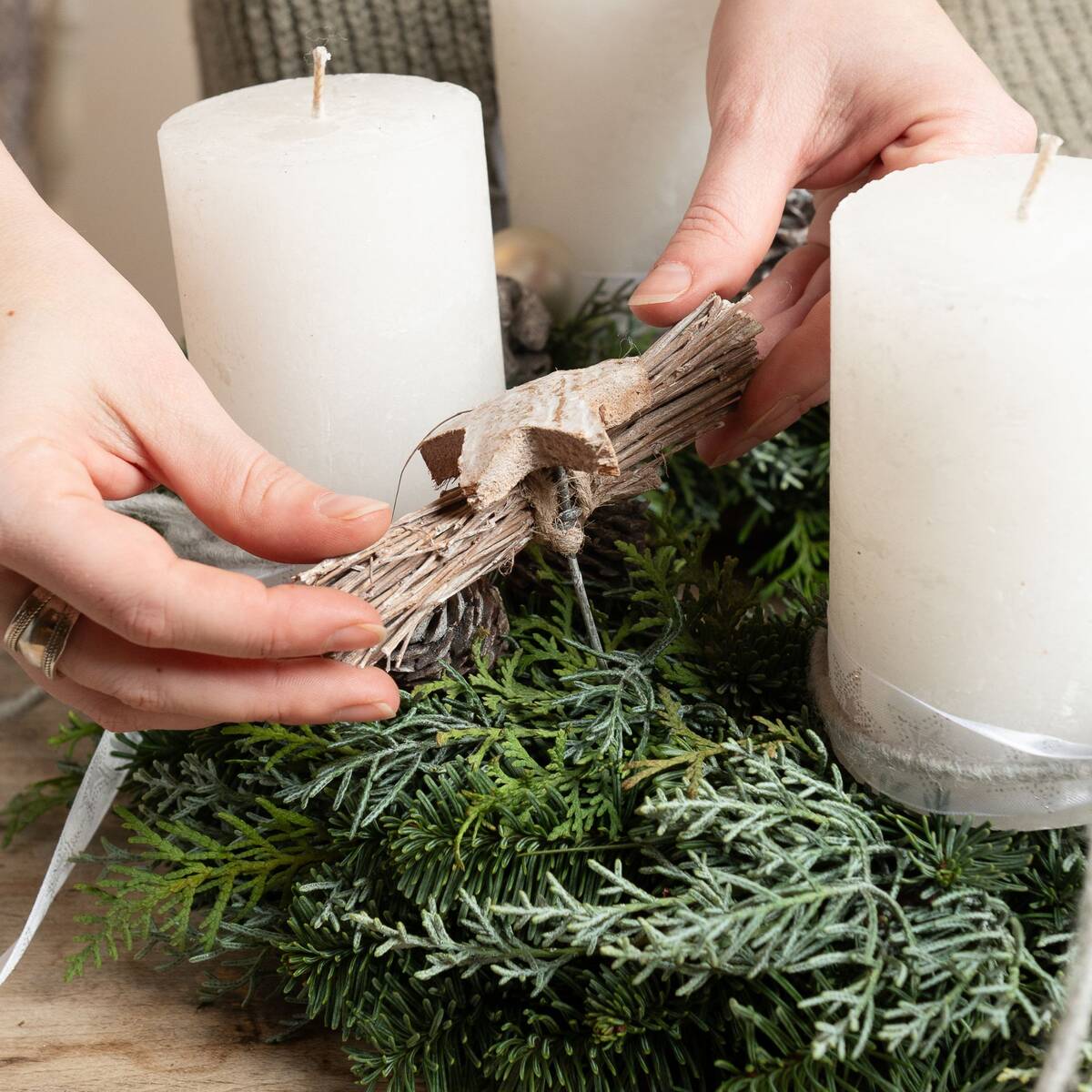 Adventskranz "Eleganz im Skandi-Stil“ - Weiß | Bild 6