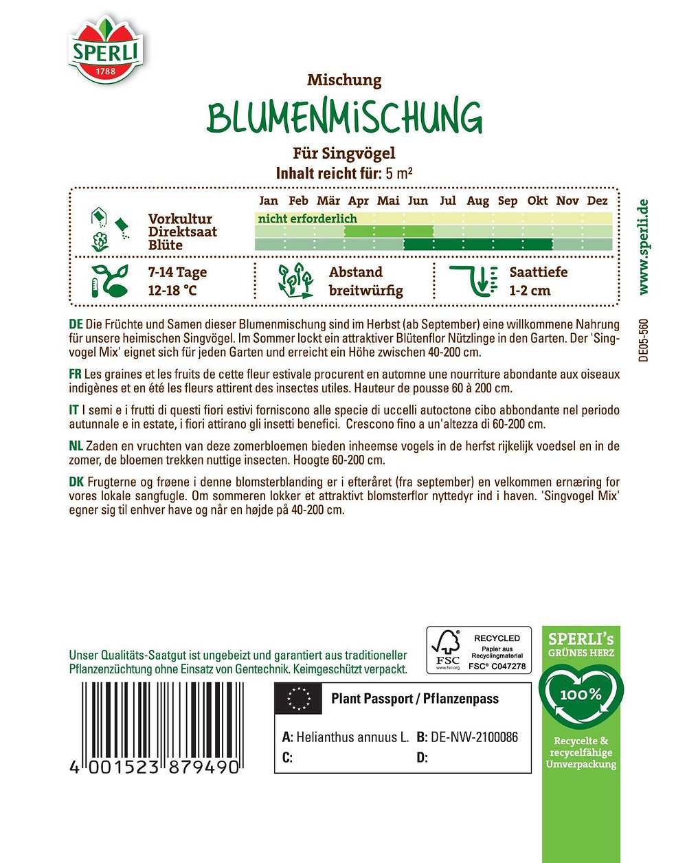 SPERLI Blumenmischung für Singvögel - Bunt - winterhart | Bild 2