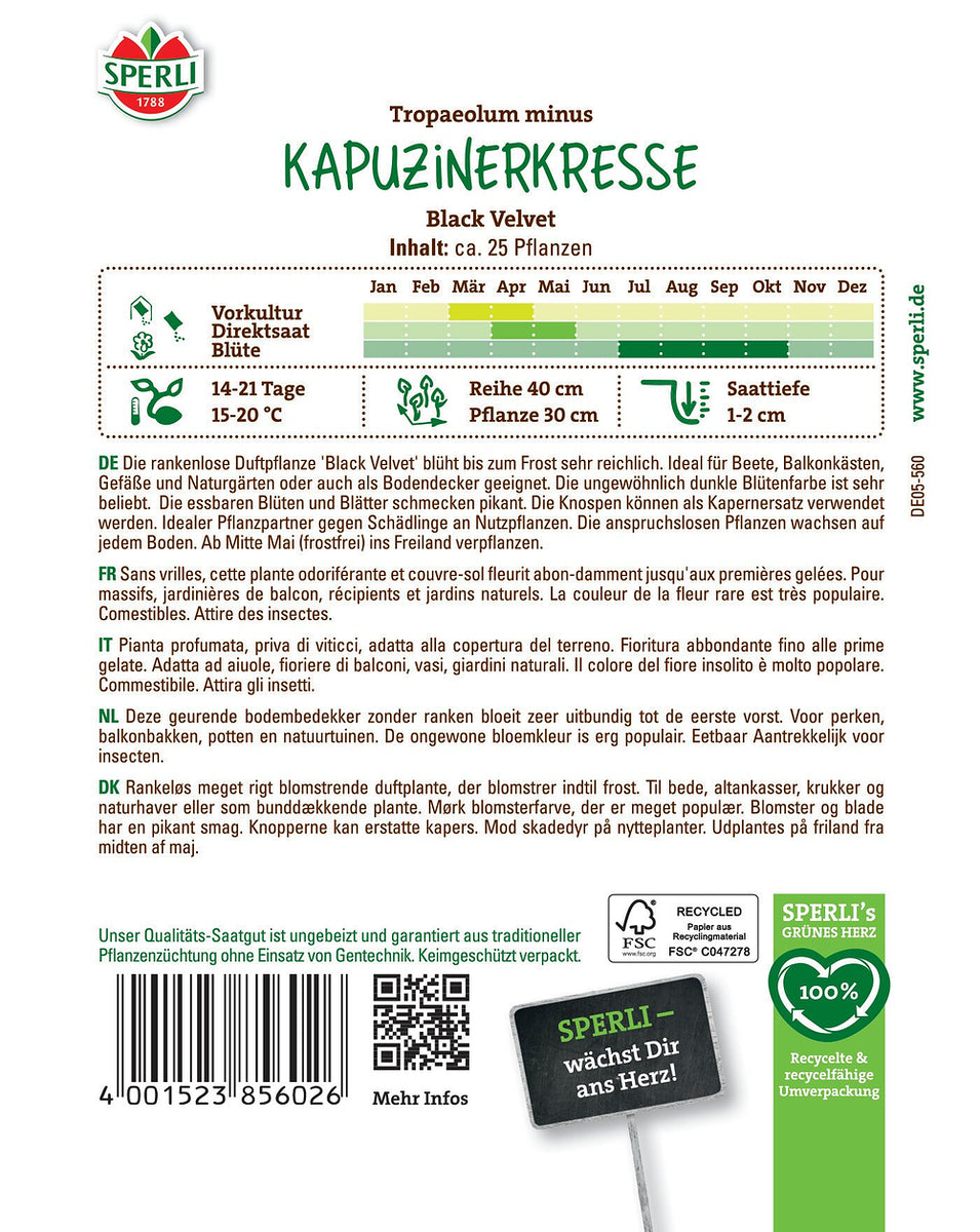 SPERLI Kapuzinerkresse 'Black Velvet' - Bunt - winterhart | Bild 2