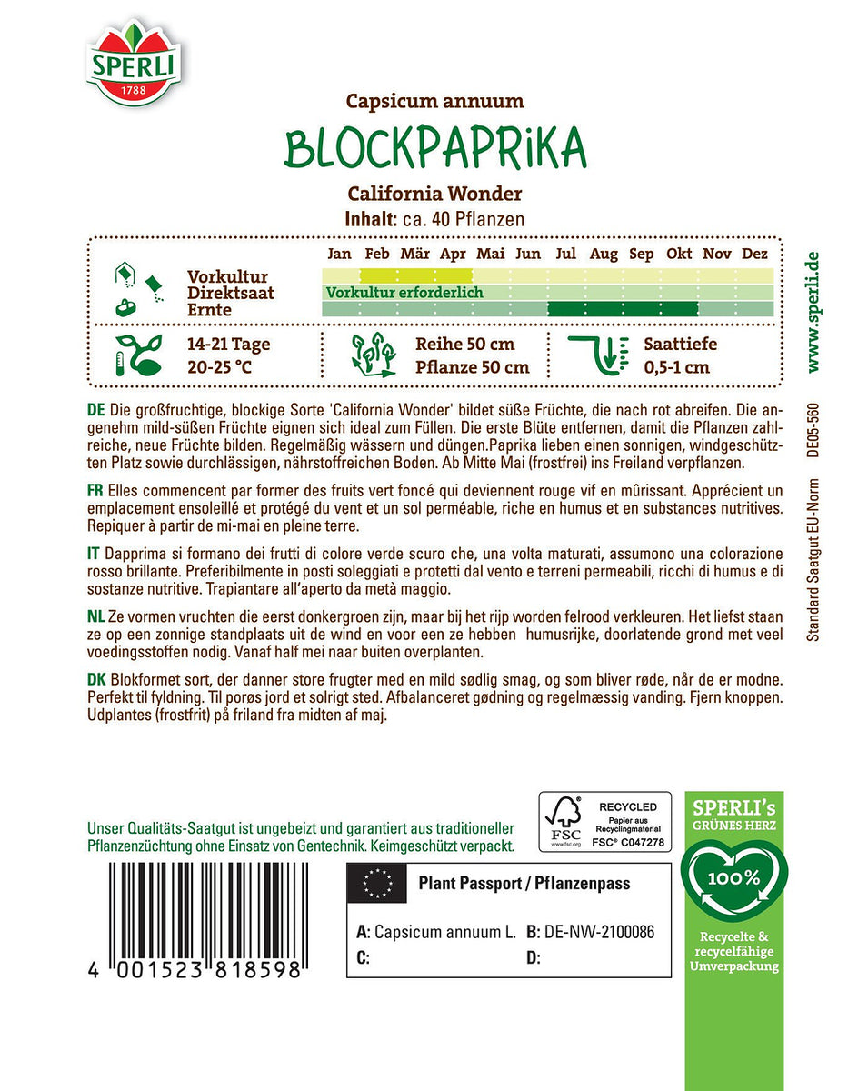 SPERLI Paprika 'California Wonder' - Bunt | Bild 2