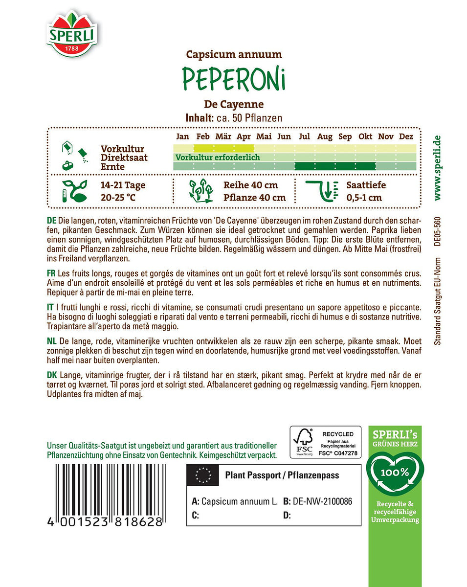 SPERLI Peperoni 'De Cayenne' - Bunt - winterhart | Bild 2